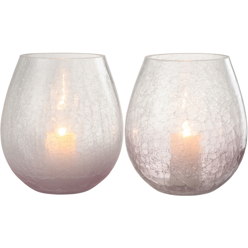 Photophore originale Oeuf XL Hauteur 20 cm en Verre Mauve Transparent Motif craquelé Maradi (Lot de 2) - 2