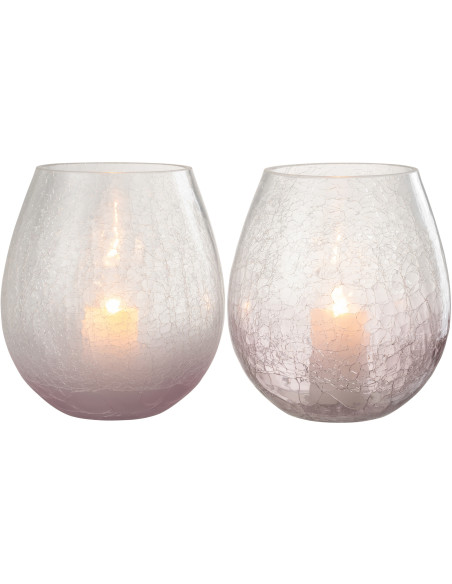 Photophore originale Oeuf XL Hauteur 20 cm en Verre Mauve Transparent Motif craquelé Maradi (Lot de 2) - 2