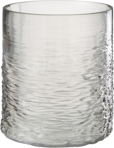 Photophore original XL Diamètre 19 cm en Verre Gris Motif vagues Payano - 1