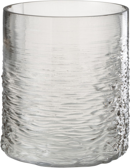 Photophore original XL Diamètre 19 cm en Verre Gris Motif vagues Payano - 1