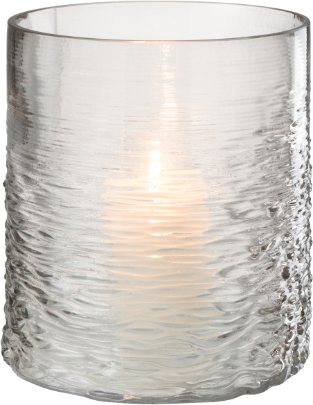 Photophore original XL Diamètre 19 cm en Verre Gris Motif vagues Payano - 2