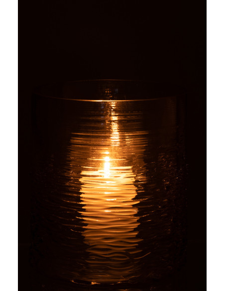 Photophore original XL Diamètre 19 cm en Verre Gris Motif vagues Payano - 3