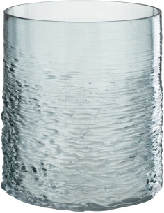 Photophore original XL Diamètre 19 cm en Verre Bleu Motif vagues Payano - 1