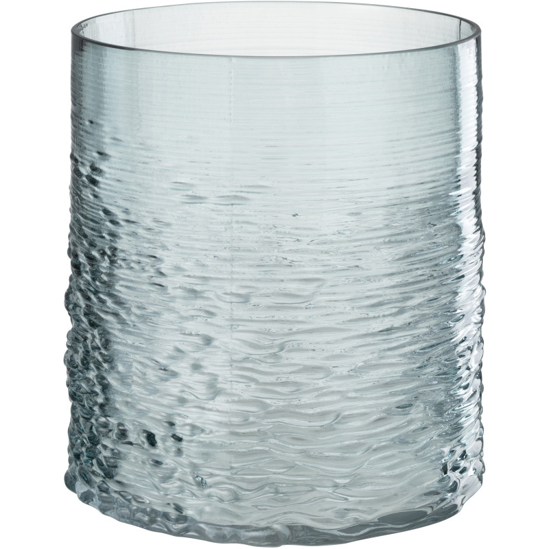 Photophore original XL Diamètre 19 cm en Verre Bleu Motif vagues Payano - 1