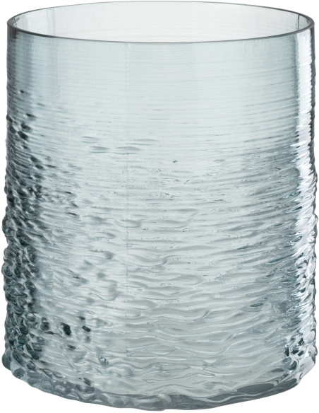 Photophore original XL Diamètre 19 cm en Verre Bleu Motif vagues Payano - 1