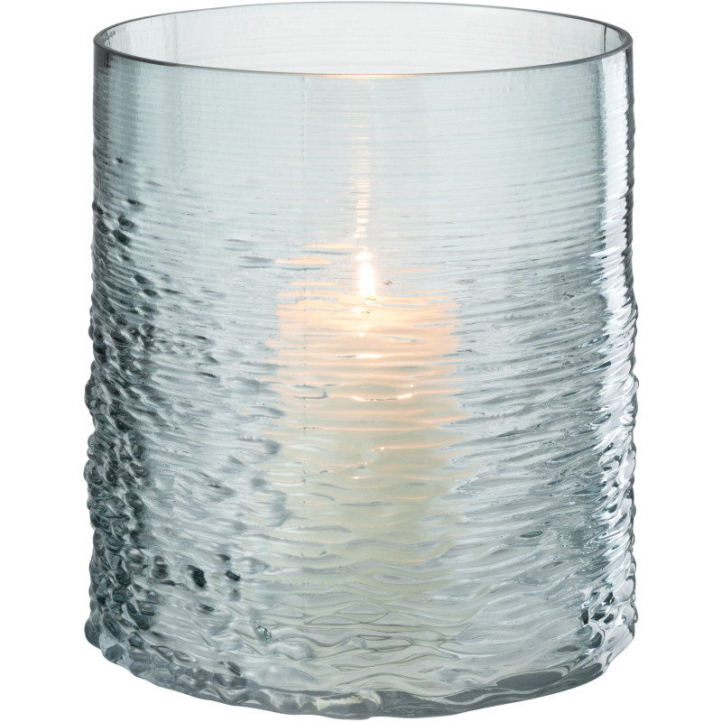 Photophore original XL Diamètre 19 cm en Verre Bleu Motif vagues Payano - 2