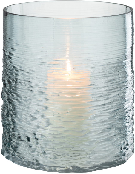 Photophore original XL Diamètre 19 cm en Verre Bleu Motif vagues Payano - 2