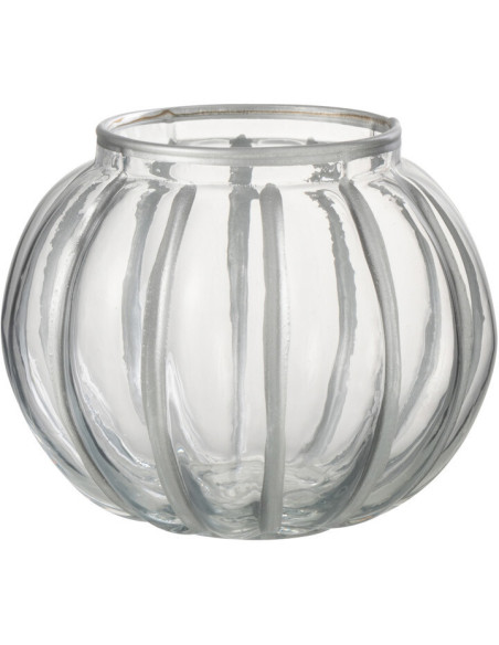 Photophore moderne Boule Diamètre 11 cm en Verre Transparent Argenté Gukino - 1