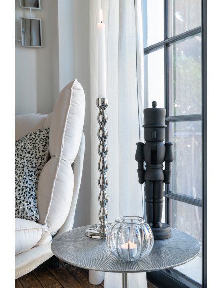 Photophore moderne Boule Diamètre 11 cm en Verre Transparent Argenté Gukino - 2