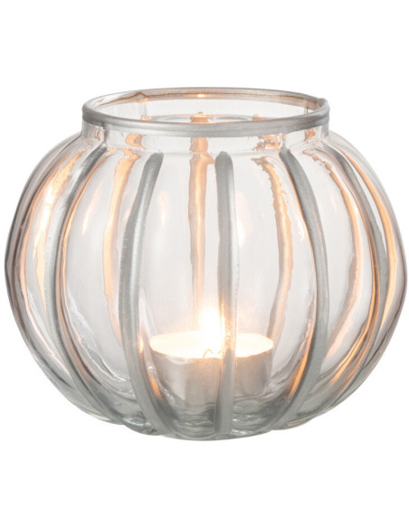 Photophore moderne Boule Diamètre 11 cm en Verre Transparent Argenté Gukino - 3