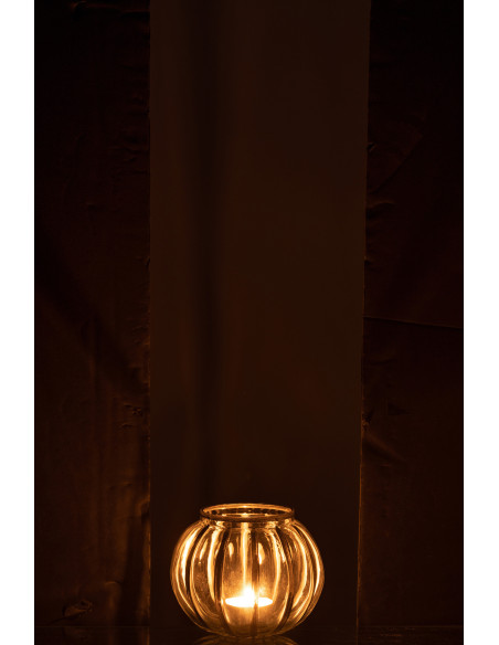 Photophore moderne Boule Diamètre 11 cm en Verre Transparent Argenté Gukino - 4