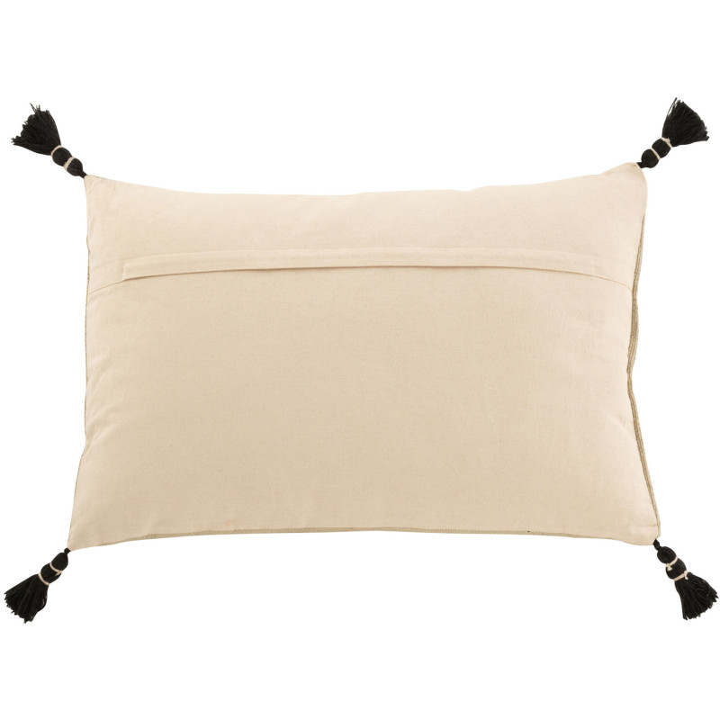 Coussin Rectangulaire Rune 60x40 en Coton Beige Noir Motif géométrique Avec pompons - 3