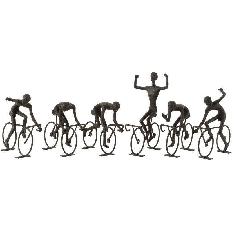 Statuettes déco originales Course cycliste Hauteur 27 cm en Résine Métal Noir Selviano (Lot de 6) - 1