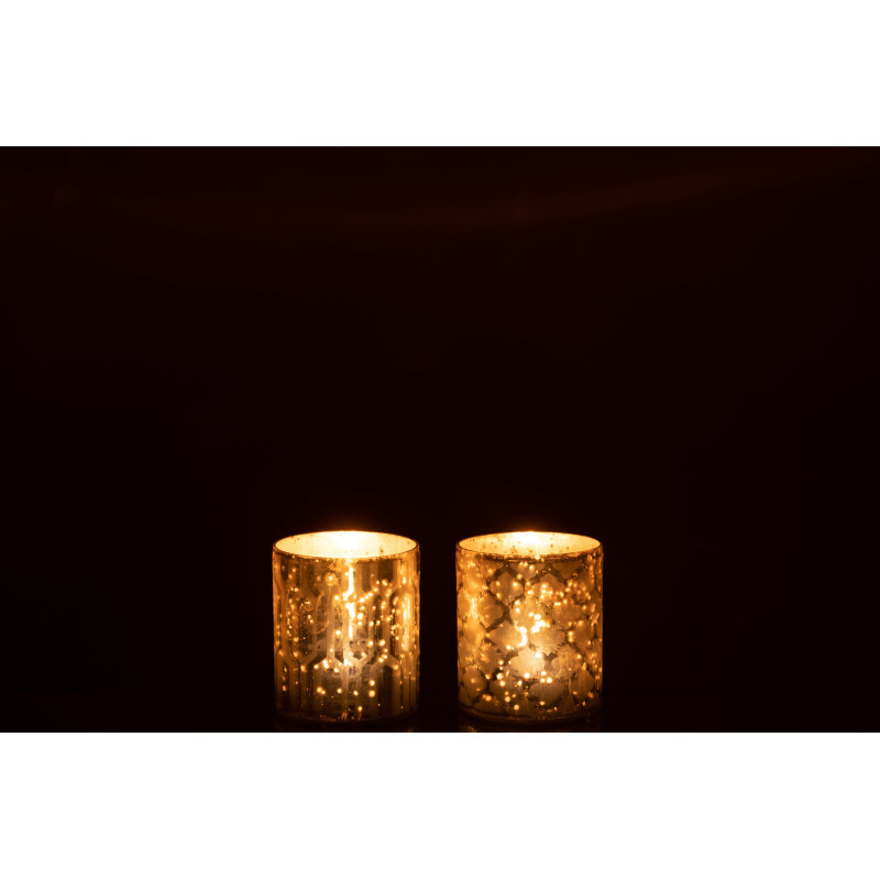 Photophore moderne chic Diamètre 8 cm en Verre Argenté Motif géométrique Xaria (Lot de 2) - 4