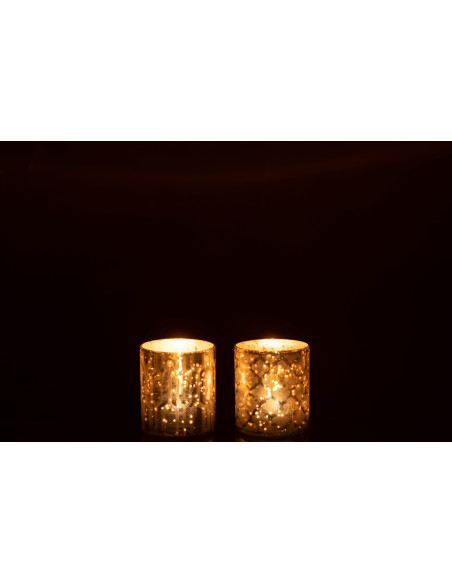 Photophore moderne chic Diamètre 8 cm en Verre Argenté Motif géométrique Xaria (Lot de 2) - 4