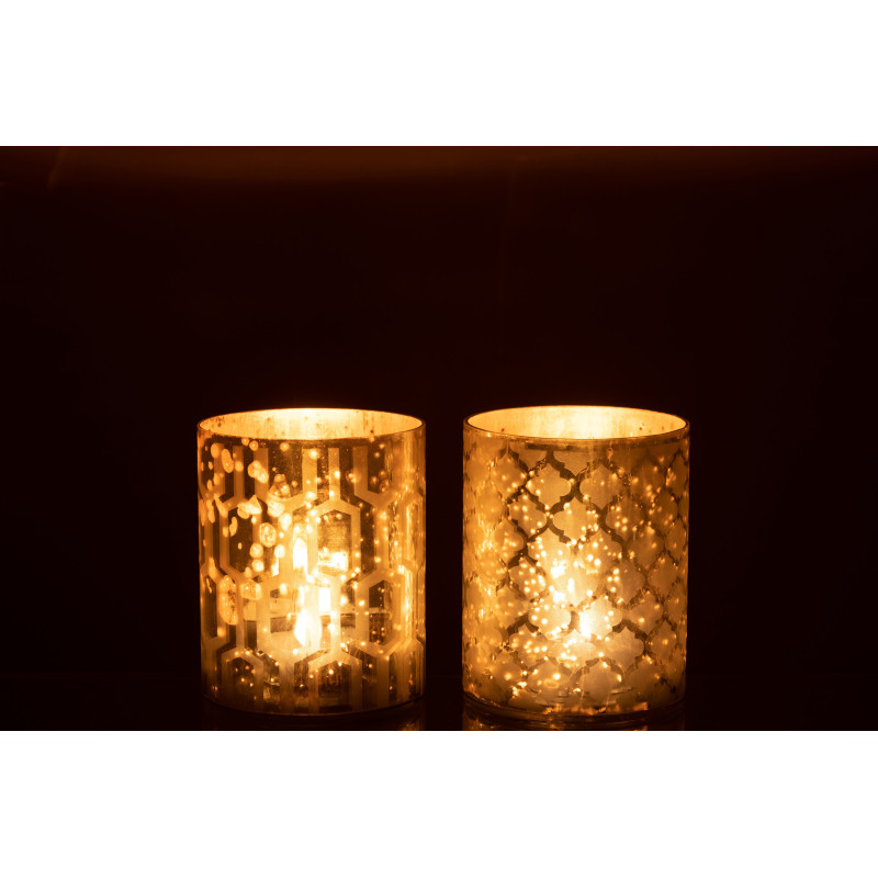 Photophore moderne chic Diamètre 12 cm en Verre Argenté Motif géométrique Xaria (Lot de 2) - 4