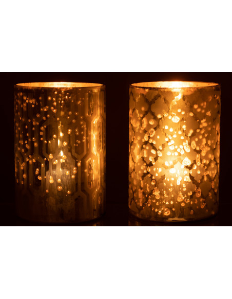 Photophore moderne chic XXL Diamètre 21 cm en Verre Argenté Motif géométrique Xaria (Lot de 2) - 3