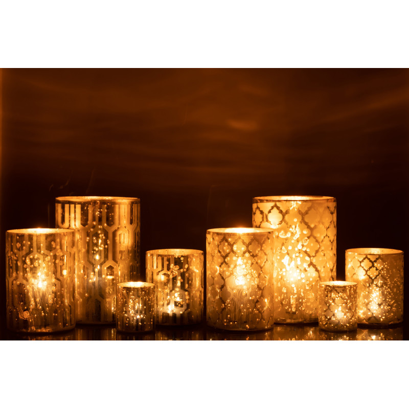 Photophore moderne chic XXL Diamètre 21 cm en Verre Argenté Motif géométrique Xaria (Lot de 2) - 6