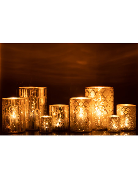 Photophore moderne chic XXL Diamètre 21 cm en Verre Argenté Motif géométrique Xaria (Lot de 2) - 6