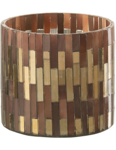 Photophore moderne chic Diamètre 8 cm en Verre Marron Doré Keldra - 1