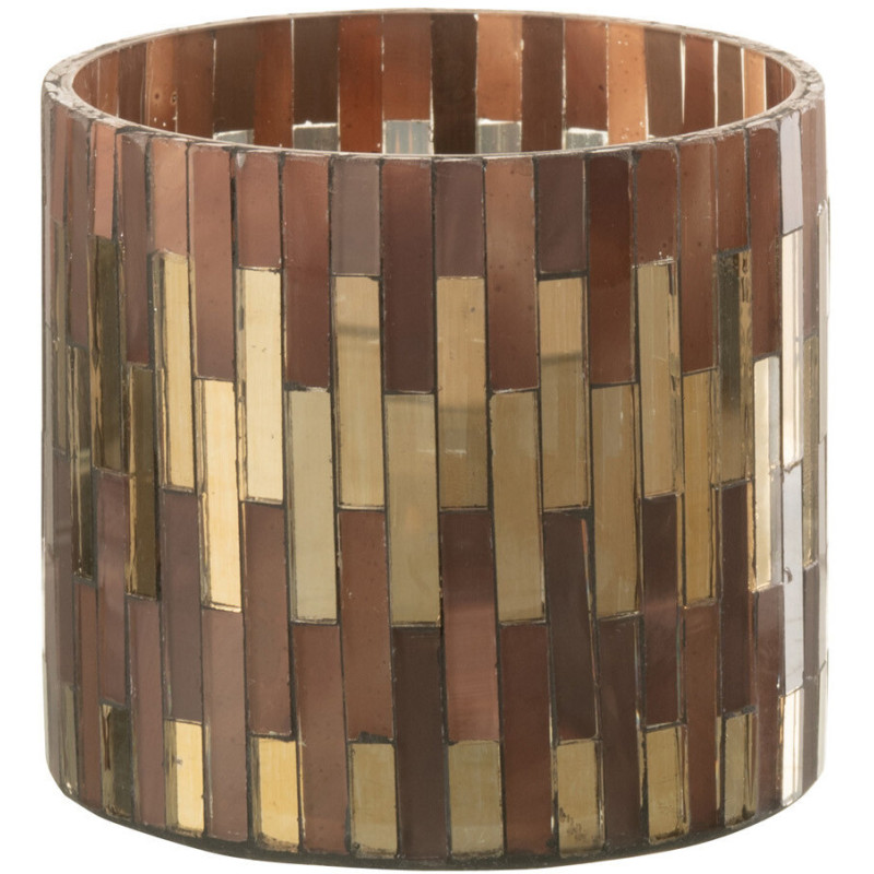 Photophore moderne chic Diamètre 8 cm en Verre Marron Doré Keldra - 1