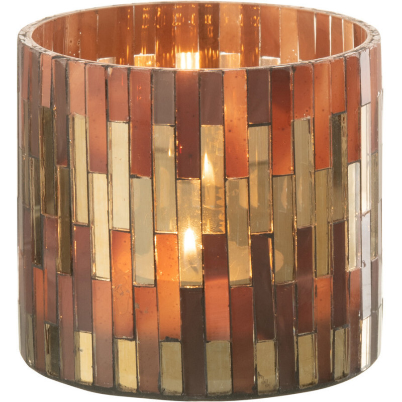 Photophore moderne chic Diamètre 8 cm en Verre Marron Doré Keldra - 3