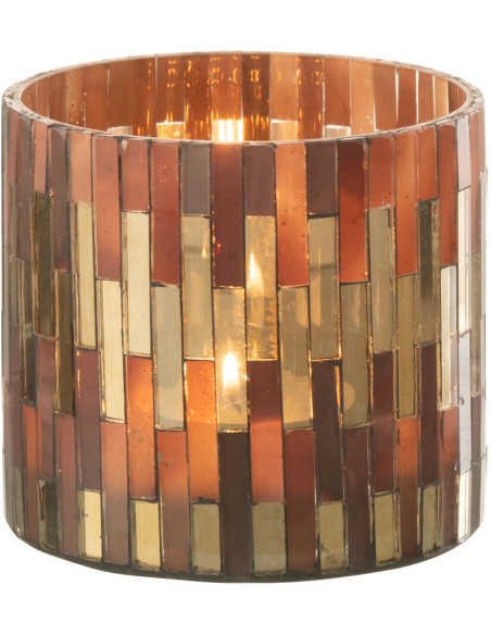 Photophore moderne chic Diamètre 8 cm en Verre Marron Doré Keldra - 3