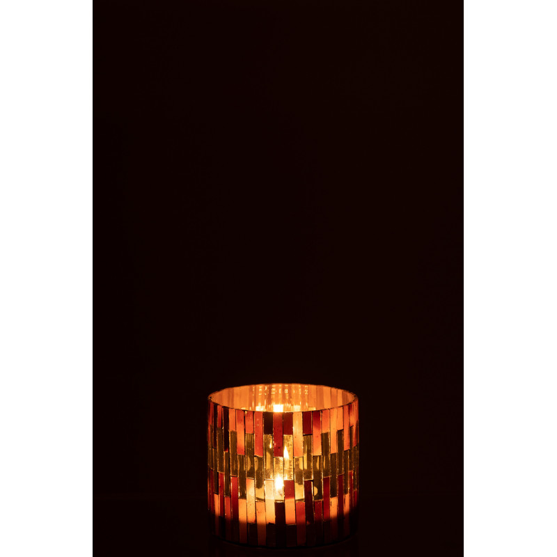 Photophore moderne chic Diamètre 8 cm en Verre Marron Doré Keldra - 4