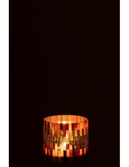 Photophore moderne chic Diamètre 8 cm en Verre Marron Doré Keldra - 4