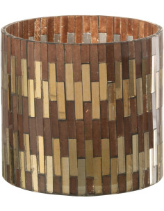 Photophore moderne chic Diamètre 10 cm en Verre Marron Doré Keldra - 1