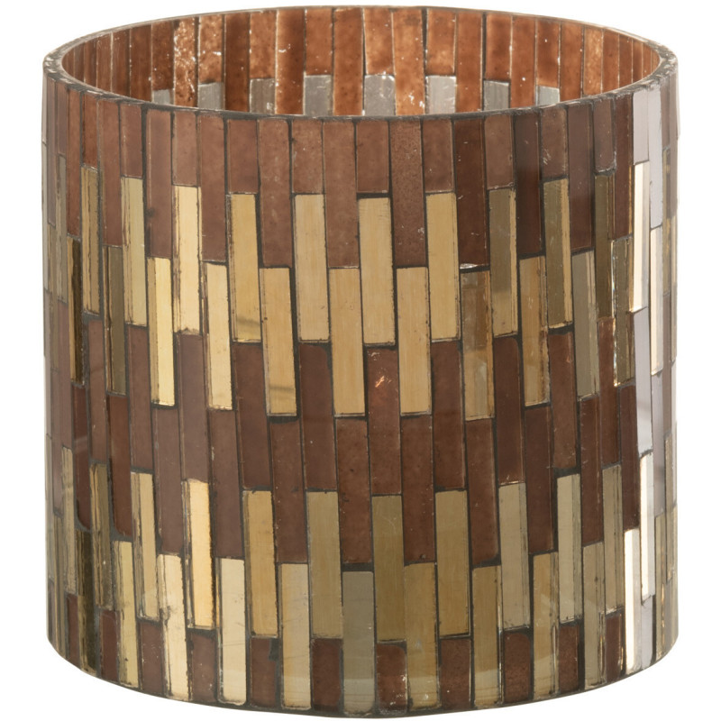 Photophore moderne chic Diamètre 10 cm en Verre Marron Doré Keldra - 1