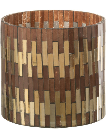 Photophore moderne chic Diamètre 10 cm en Verre Marron Doré Keldra - 1