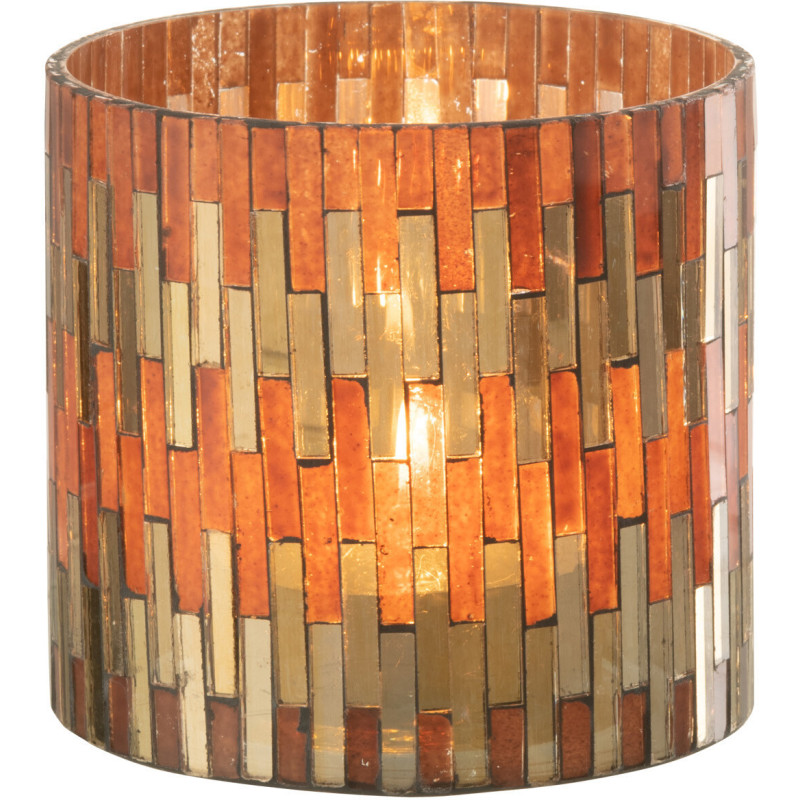 Photophore moderne chic Diamètre 10 cm en Verre Marron Doré Keldra - 3