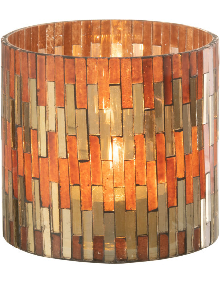 Photophore moderne chic Diamètre 10 cm en Verre Marron Doré Keldra - 3