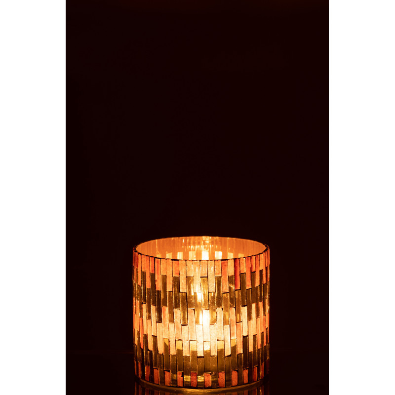 Photophore moderne chic Diamètre 10 cm en Verre Marron Doré Keldra - 4