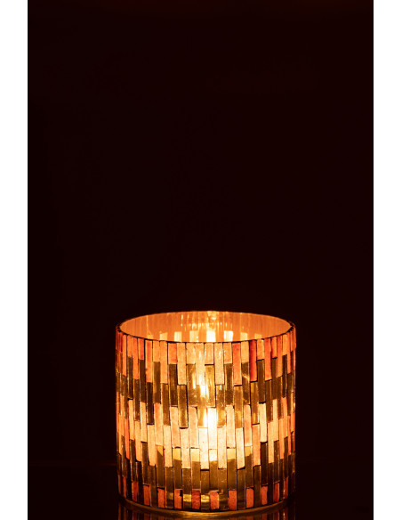 Photophore moderne chic Diamètre 10 cm en Verre Marron Doré Keldra - 4