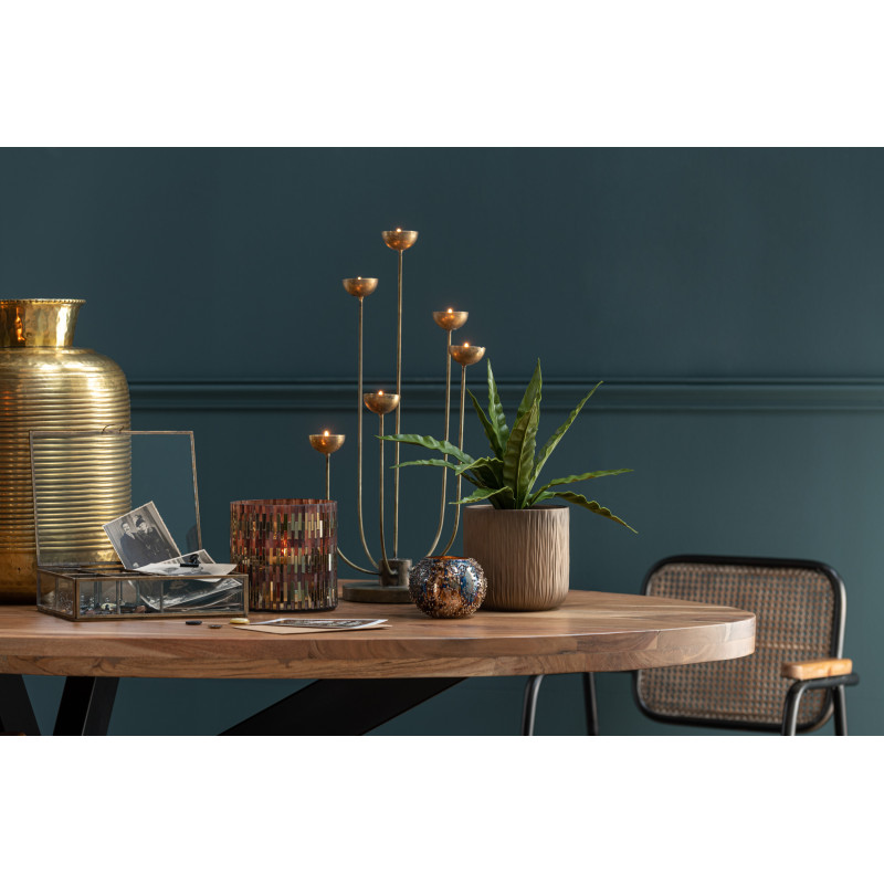 Photophore moderne chic Diamètre 10 cm en Verre Marron Doré Keldra - 5