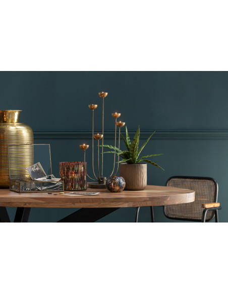 Photophore moderne chic Diamètre 10 cm en Verre Marron Doré Keldra - 5