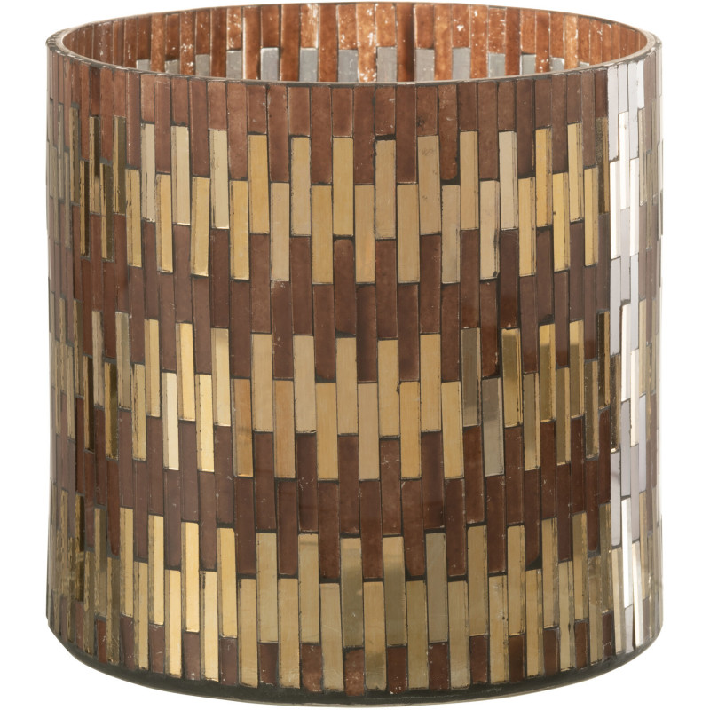 Photophore moderne chic XL Diamètre 15 cm en Verre Marron Doré Keldra - 1