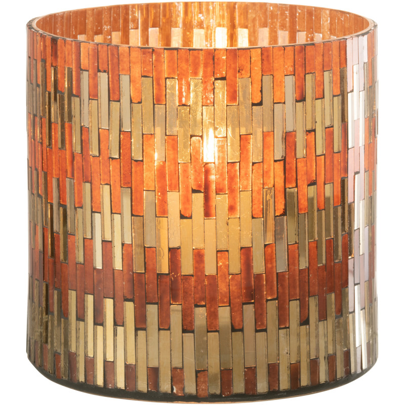 Photophore moderne chic XL Diamètre 15 cm en Verre Marron Doré Keldra - 2