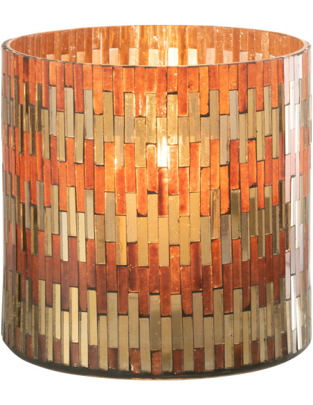 Photophore moderne chic XL Diamètre 15 cm en Verre Marron Doré Keldra - 2