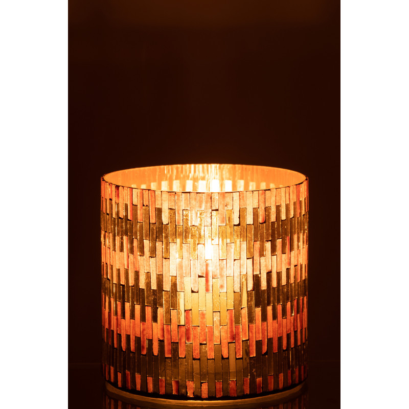 Photophore moderne chic XL Diamètre 15 cm en Verre Marron Doré Keldra - 3