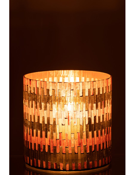 Photophore moderne chic XL Diamètre 15 cm en Verre Marron Doré Keldra - 3