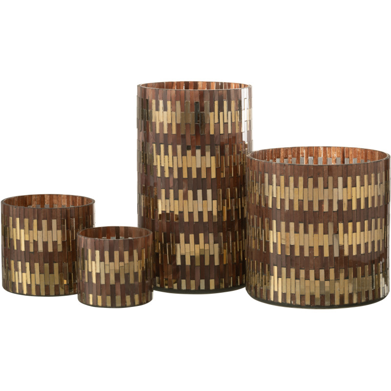 Photophore moderne chic XL Diamètre 15 cm en Verre Marron Doré Keldra - 4