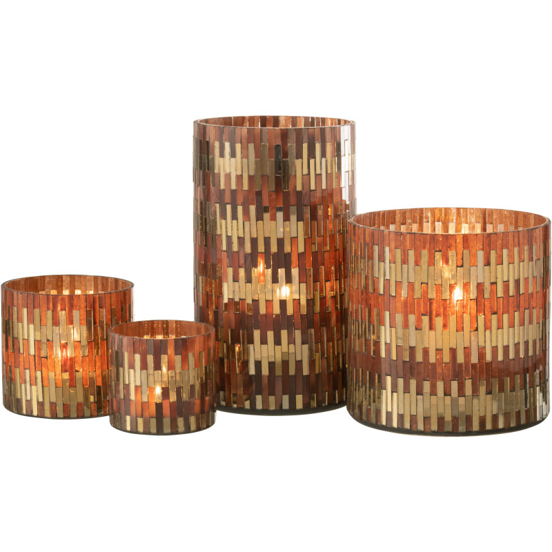 Photophore moderne chic XL Diamètre 15 cm en Verre Marron Doré Keldra - 5