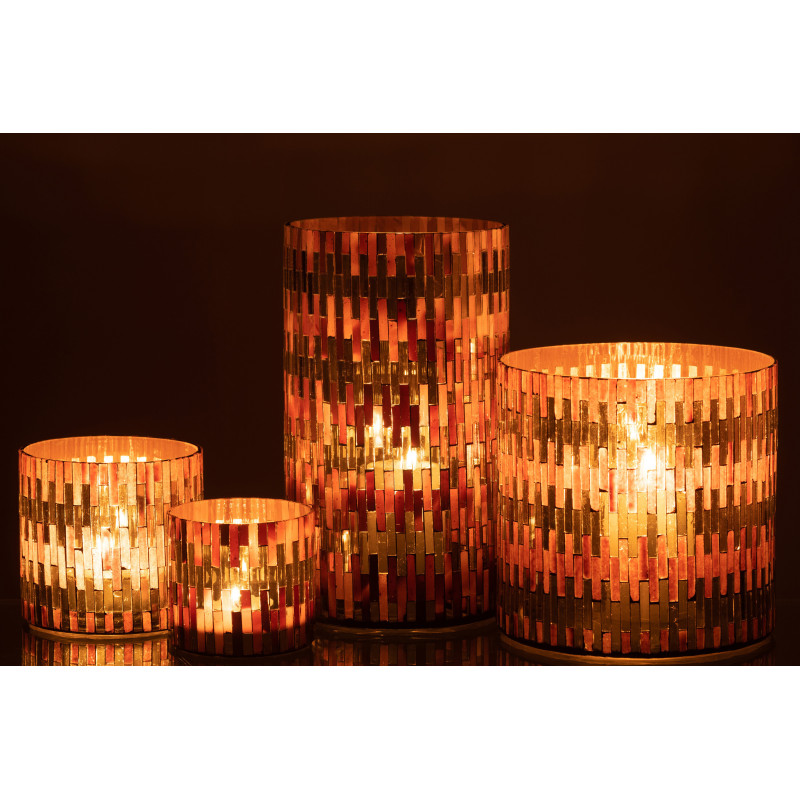 Photophore moderne chic XL Diamètre 15 cm en Verre Marron Doré Keldra - 6