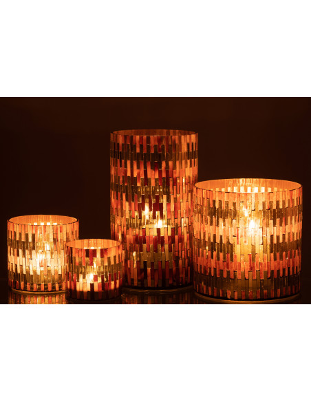 Photophore moderne chic XL Diamètre 15 cm en Verre Marron Doré Keldra - 6