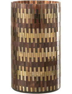 Photophore moderne chic XXL Hauteur 23 cm en Verre Marron Doré Keldra - 1