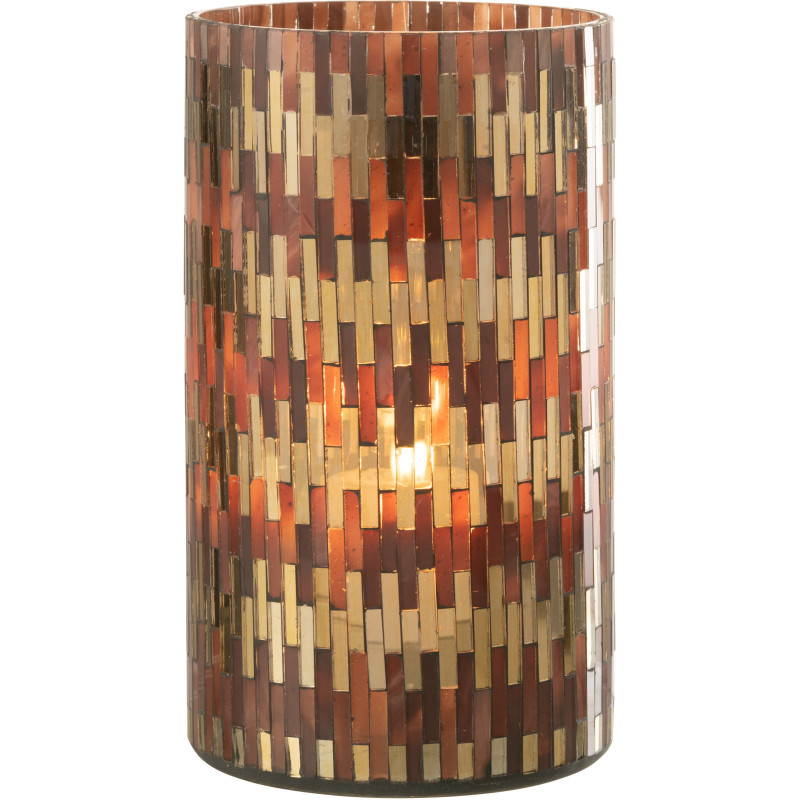 Photophore moderne chic XXL Hauteur 23 cm en Verre Marron Doré Keldra - 2