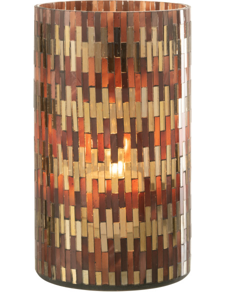 Photophore moderne chic XXL Hauteur 23 cm en Verre Marron Doré Keldra - 2